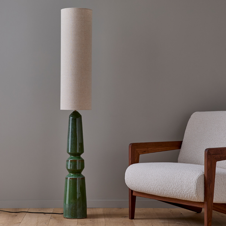 Lampadaire en céramique et lin, TOTEMY CERAMIQUE
