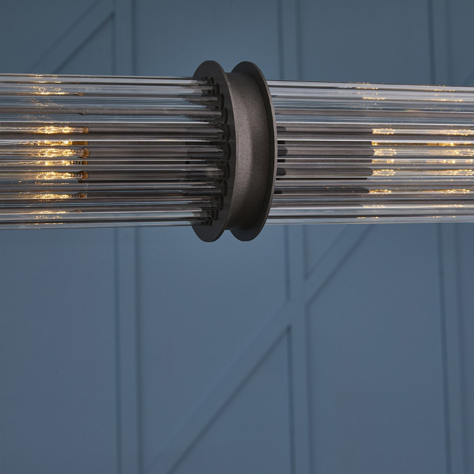 Suspension tube double verre métal gris