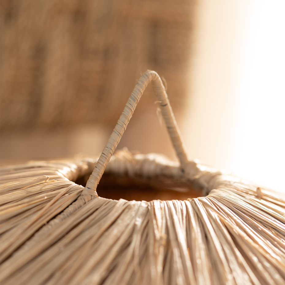 Abat-jour parasol raphia volanté
