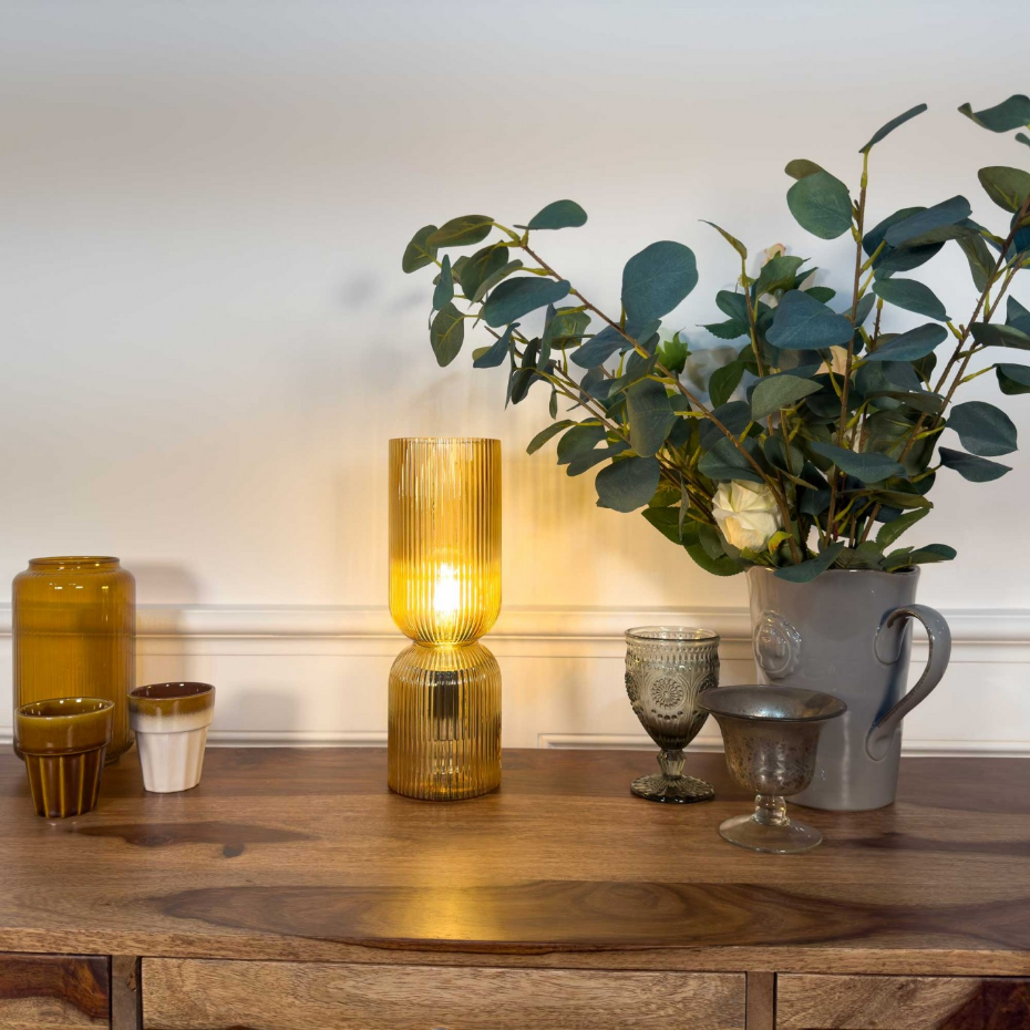 Lampe à poser en verre strié, CHARMY