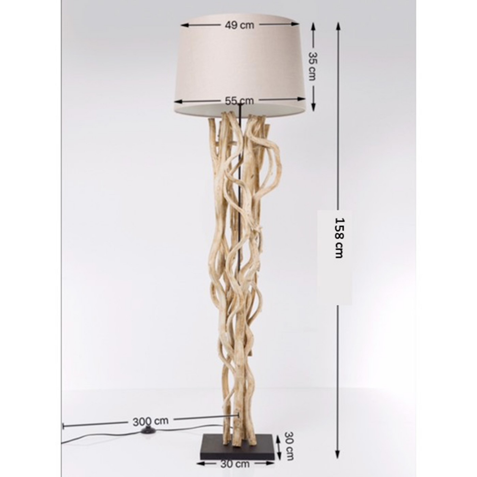 Lampadaire en acacia et coton, SCULTRA