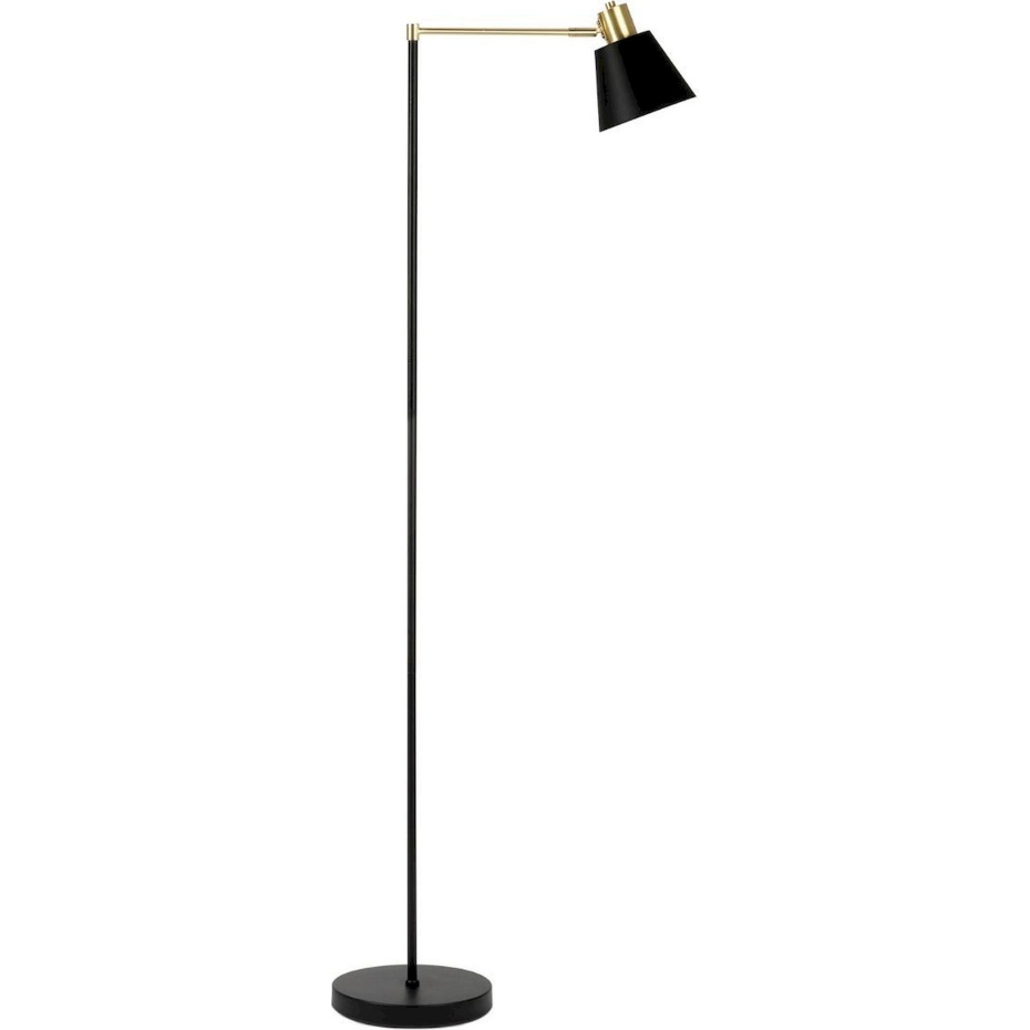 Lampadaire en métal rond style industriel finition dorée mate