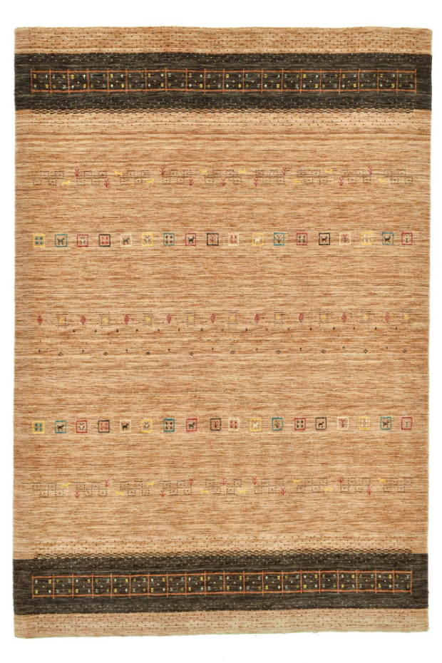 Tapis salon gabbeh Lori Dream Gold tissé main