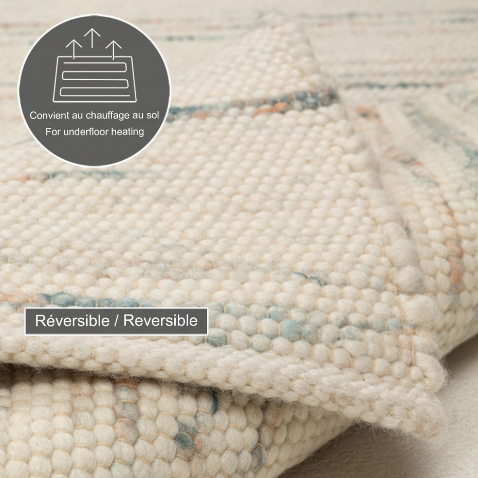 Tapis réversible en laine foulée tissé à la main aux couleurs vives - Alpen