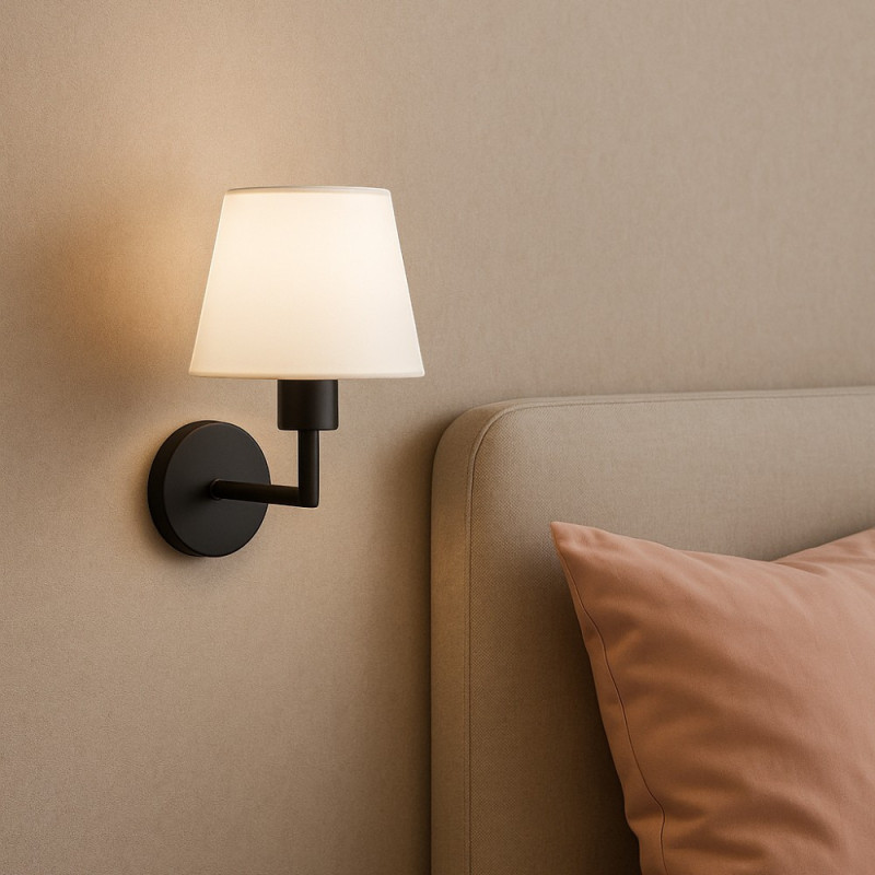 Applique Romi noir mat Abat Jour blanc