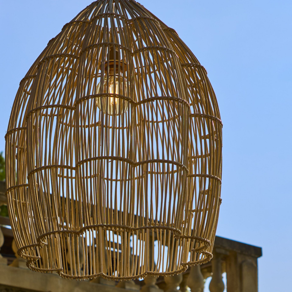 Suspension Extérieure Rotin Beige D50cm Câble 5m