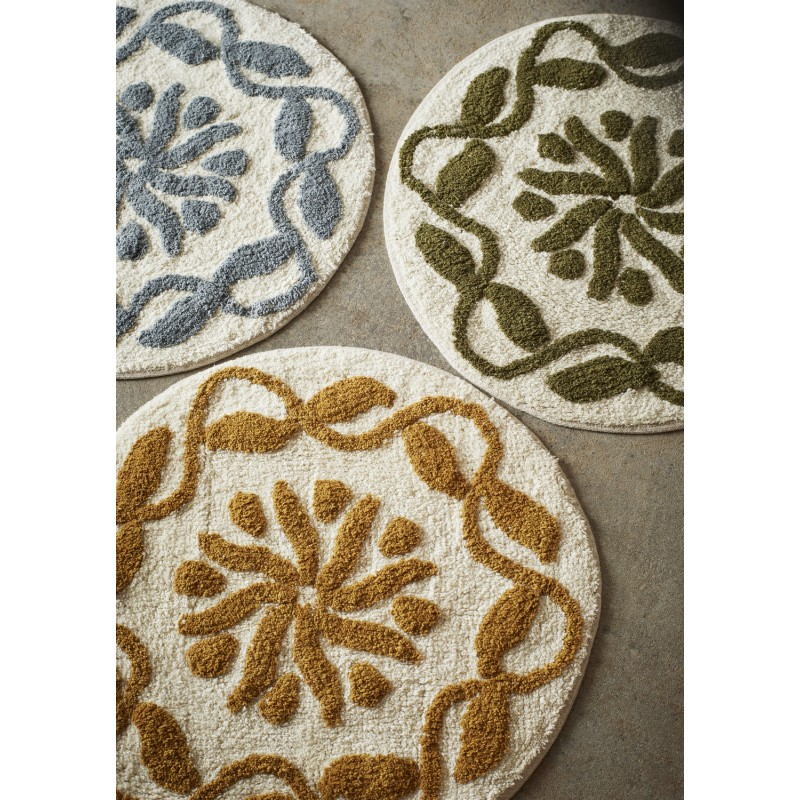 Tapis de bain rond coton tufté