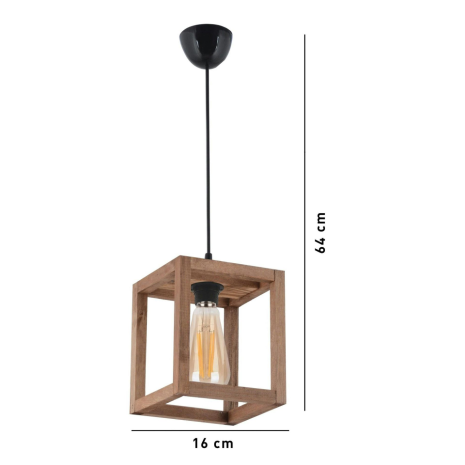 Suspension industrielle - cube bois CAMOGLI