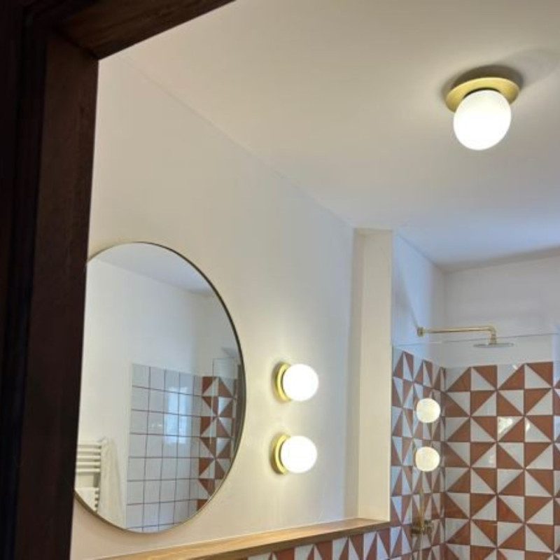 Applique Salle De Bain Laiton Mat Et Verre Xl Ip44 Alix