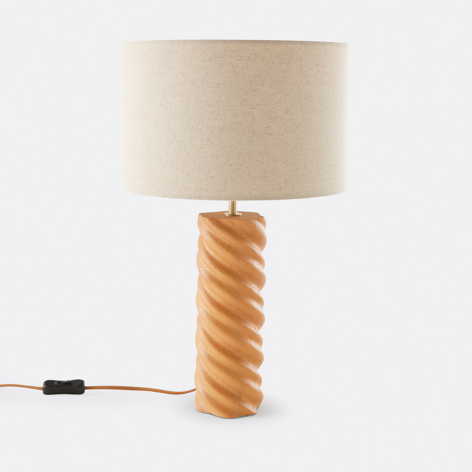 Lampe à poser chêne et lin, Dehen