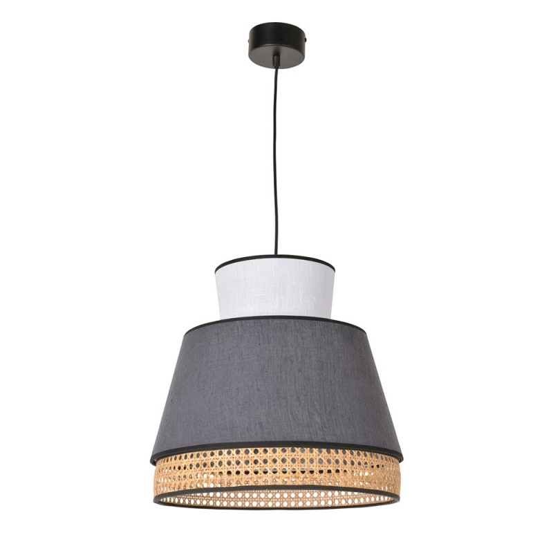 Suspension Singapour M En Lin Anthracite Et Blanc