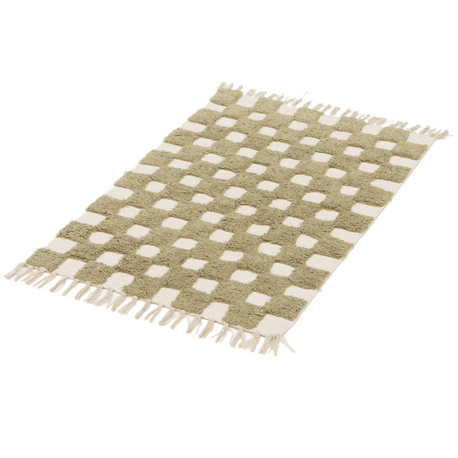 Tapis enfant à carreaux 100% coton MAEL