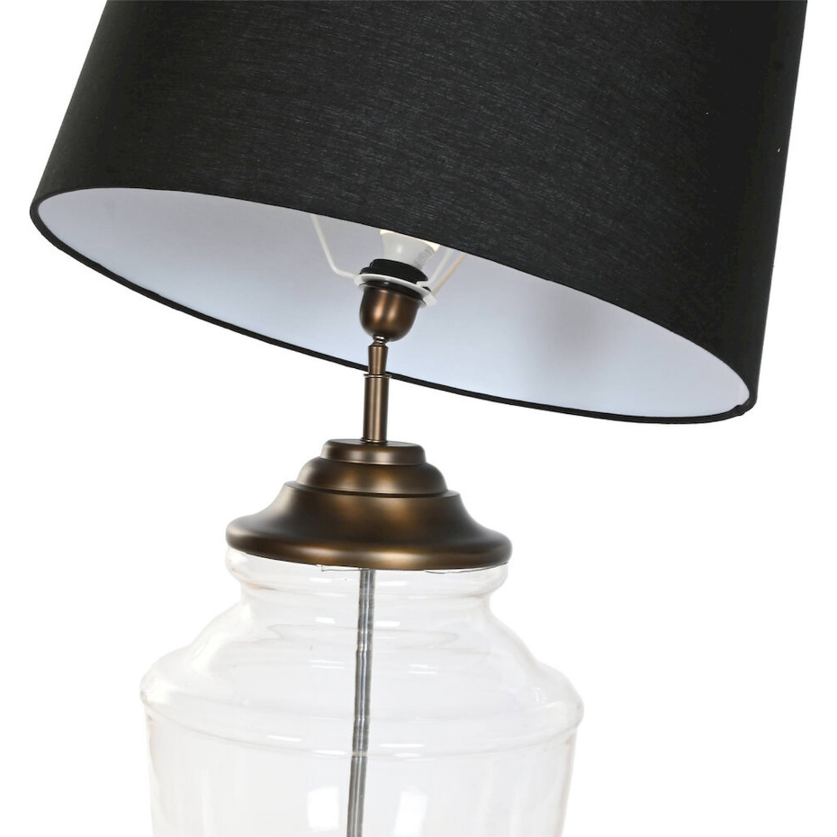 Lampe de table en acier et verre abat-jour carré