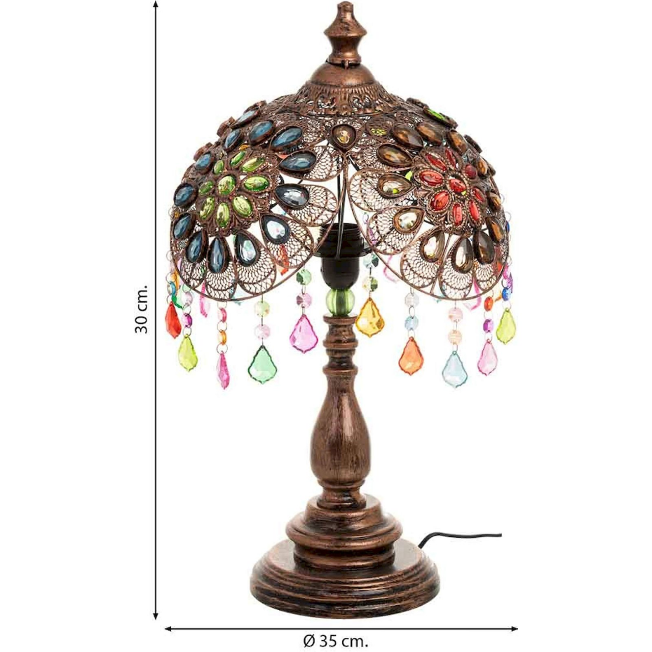Lampe de table en métal et perles de verre format organique