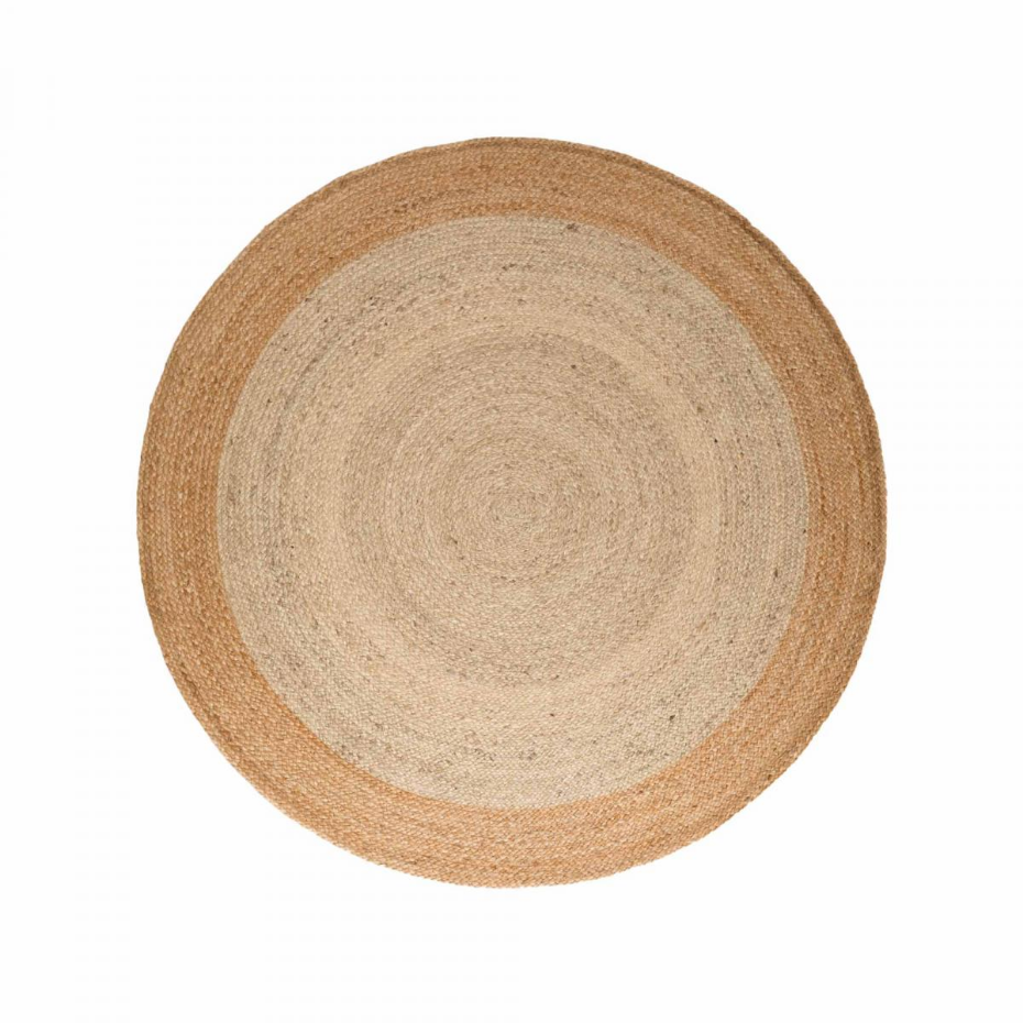 Tapis rond, motif simple authentique, JUTE K, jute tissé à la main