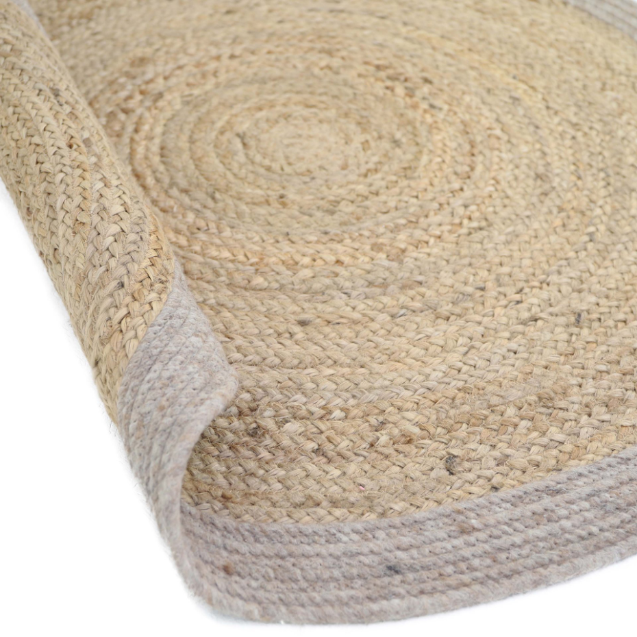 Tapis rond en jute et laine feutrée YHUKI