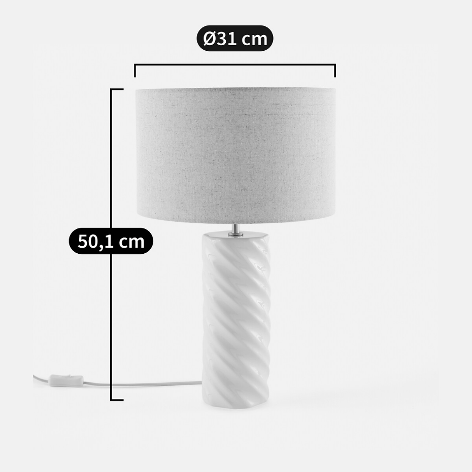 Lampe à poser céramique et lin, Dehen