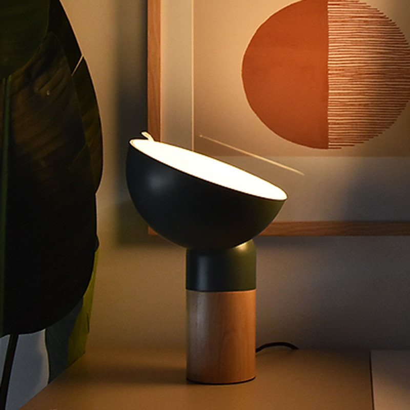Lampe de table bois et métal Max S vert