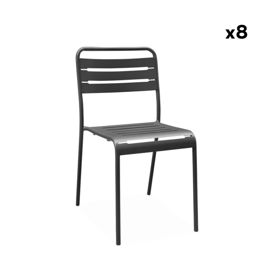 Table de jardin métal + 8 assises AMÉLIA