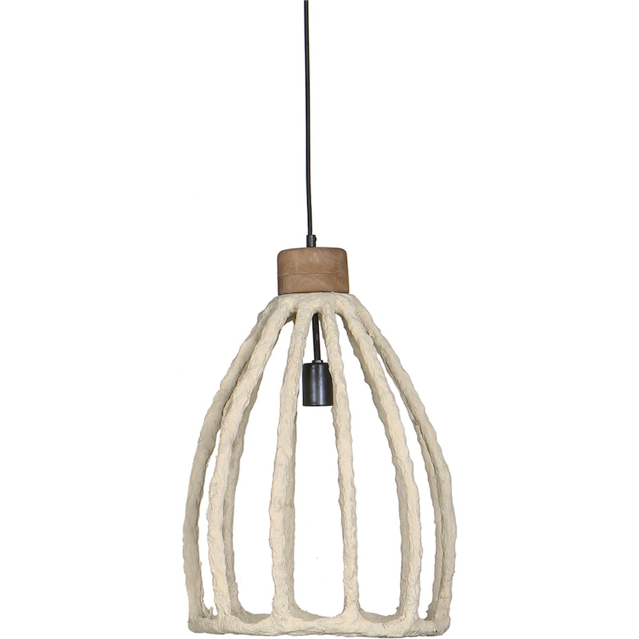 Lampe suspension en papier mâché et métal forme organique
