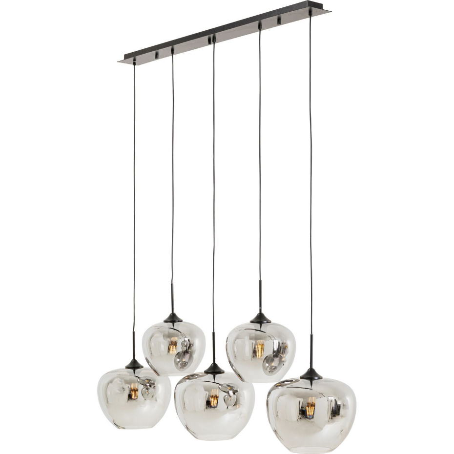 Suspension en verre et acier 5 abat-jours, SPHERE