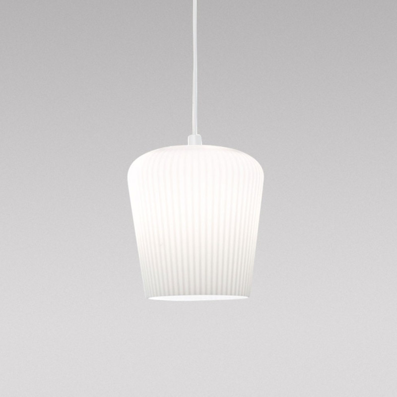 Suspension Verre strié blanc opale Pluma