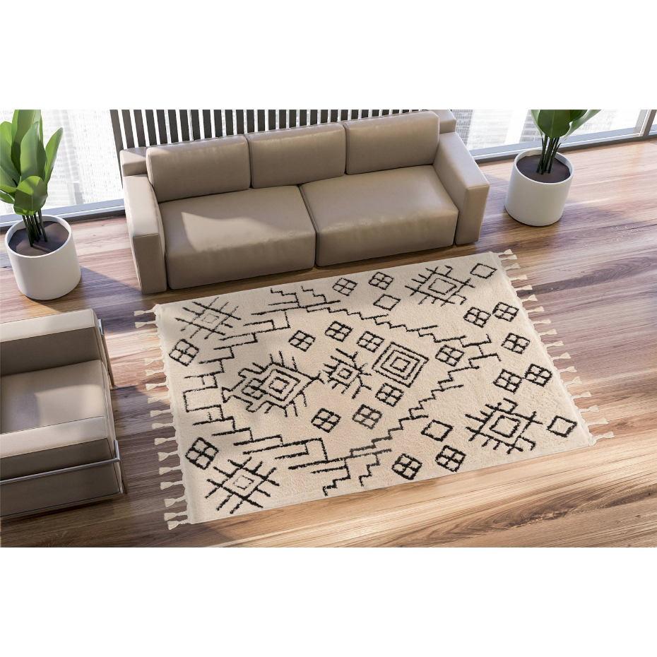 Tapis rectangulaire en polypropylène ethno