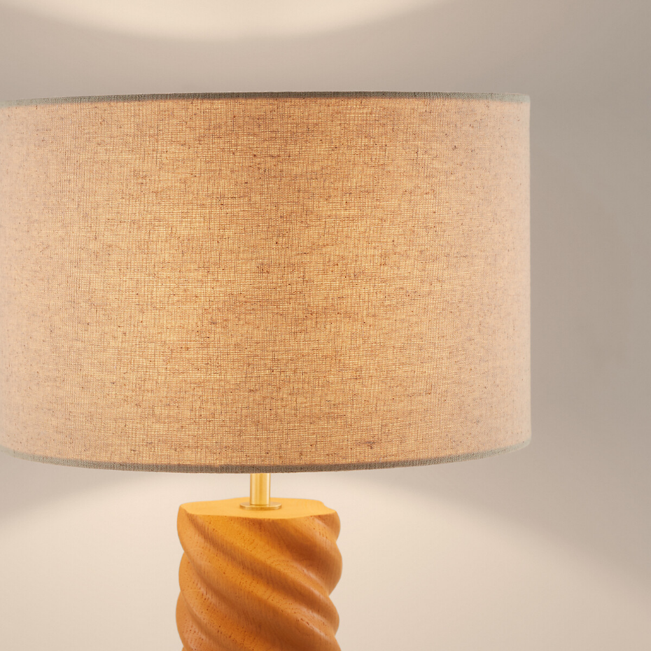 Lampe à poser chêne et lin, Dehen