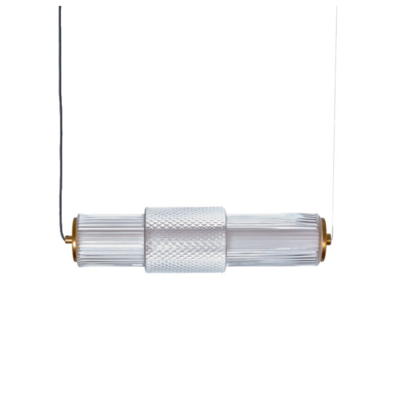 Suspension linéaire Led Mojo Verre clair Et Laiton