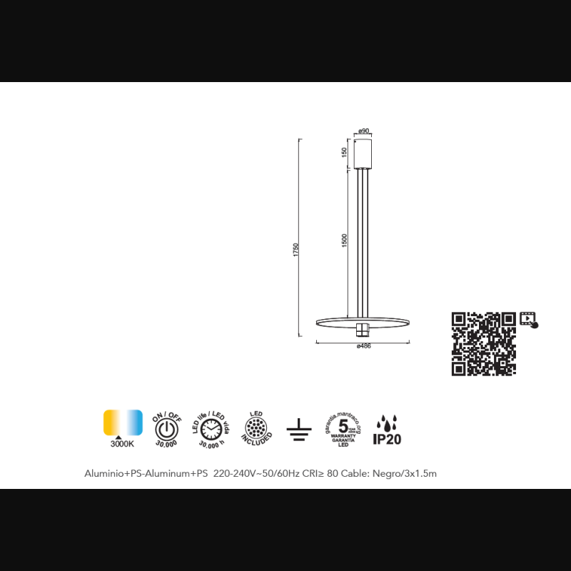 Suspension en métal design, D.48.6 , NOMADA