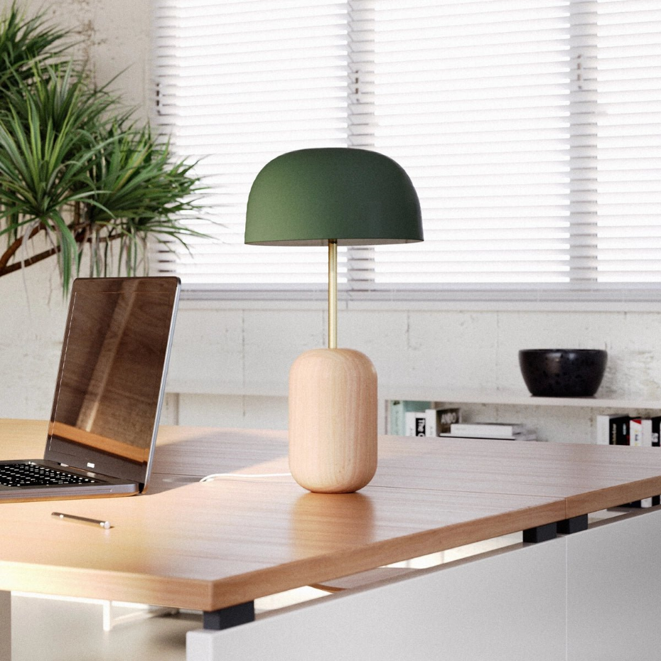 Lampe à poser avec pied en frêne, NINA