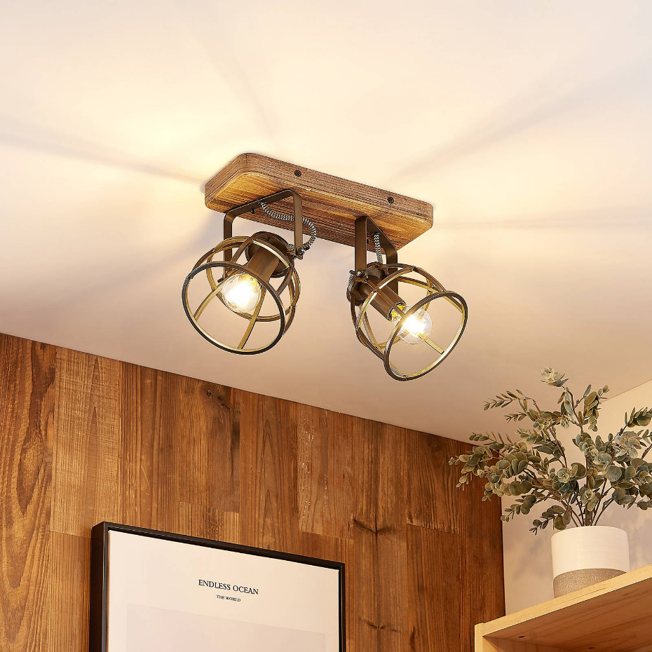 Plafonnier en bois vintage, Rutger
