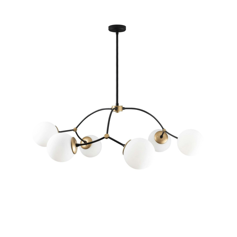 Suspension design vintage noire 6 globes blancs SIERRE