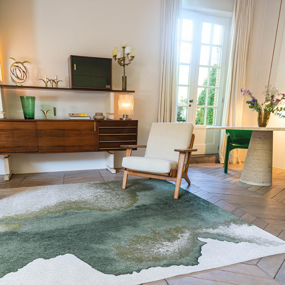 Tapis salon et chambre tissé plat GREEN MIRAGE
