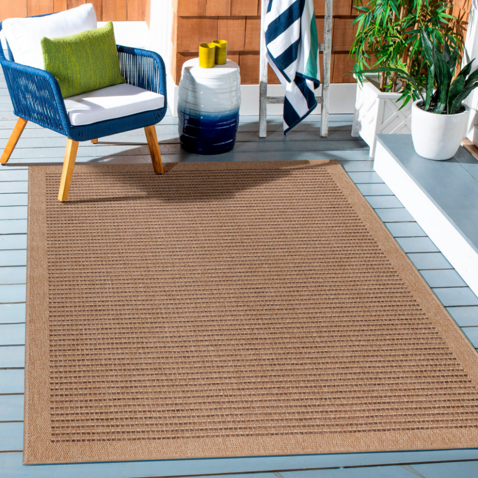 Tapis intérieur extérieur aspect jute à rayures DHAKA