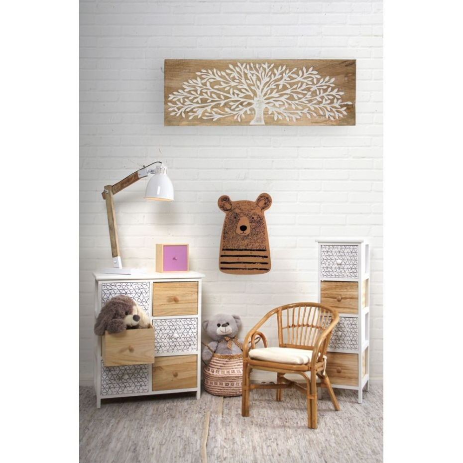Lampe de bureau en métal blanc et bois