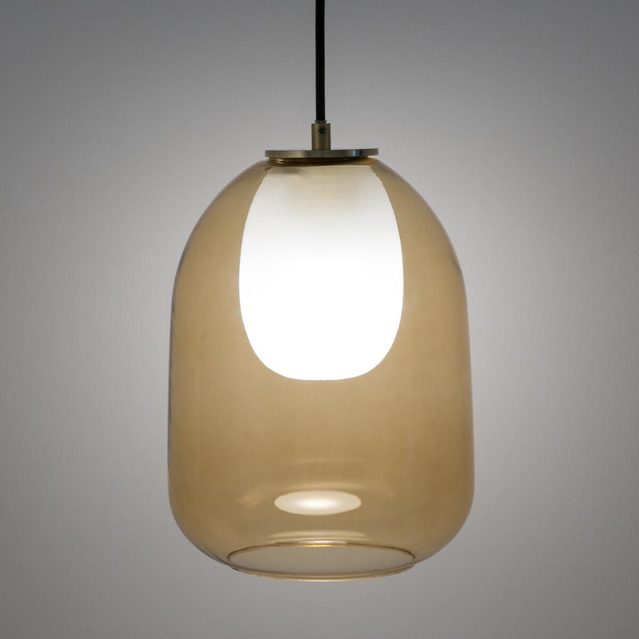 Suspension laiton et verre ambré Ø20 cm, Bumble