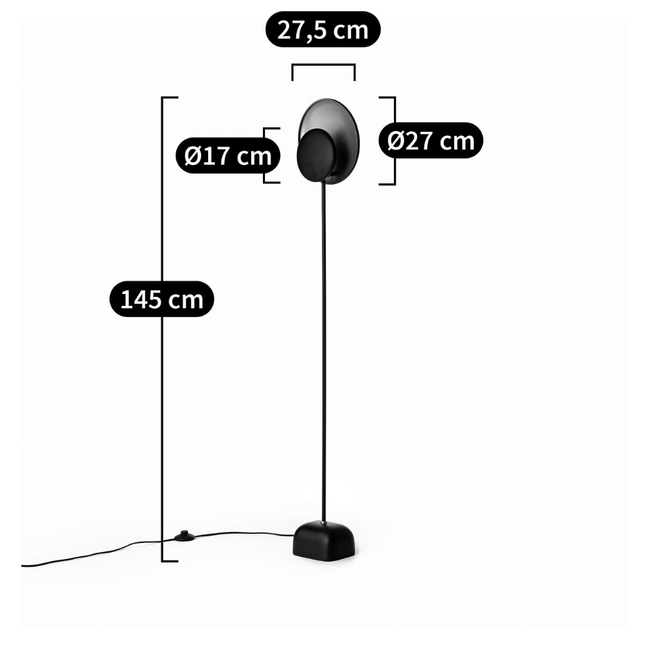 Lampadaire, réflecteurs noir et moka, Naton
