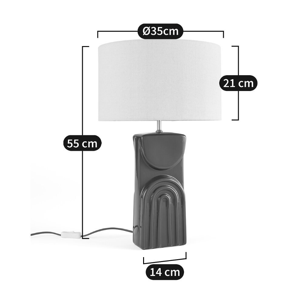 Lampe à poser céramique et lin, Topia