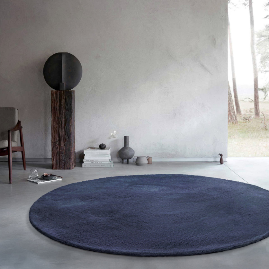 Tapis salon rond doux sensation peau de lapin ,  Anna