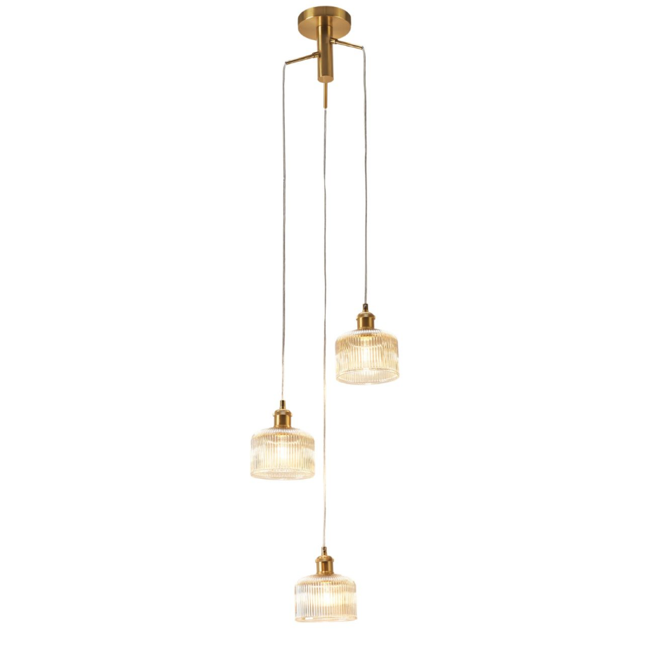 Suspension trio verre ambré rétro - AURÉLINE