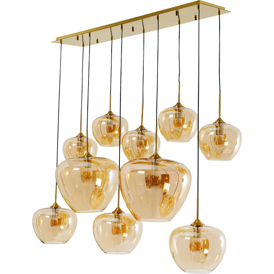 Suspension en verre et acier 10 abat-jours, SPHERE