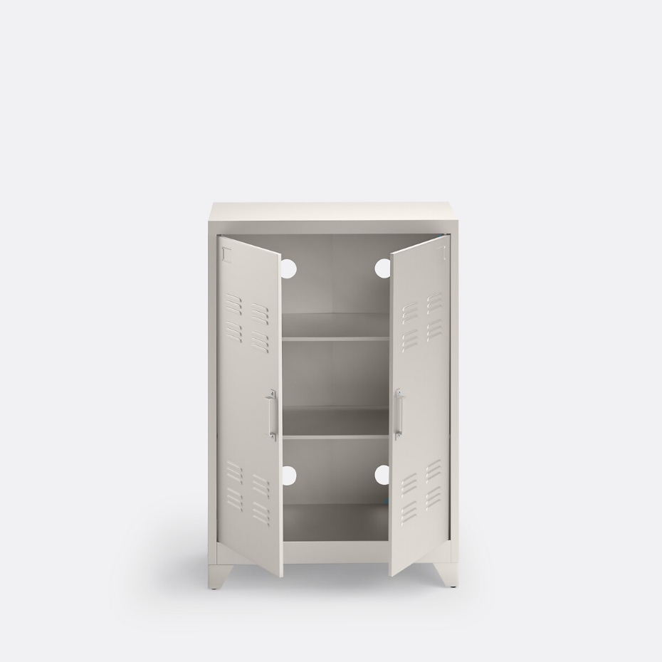 Armoire basse 2 portes en métal acier, Hiba