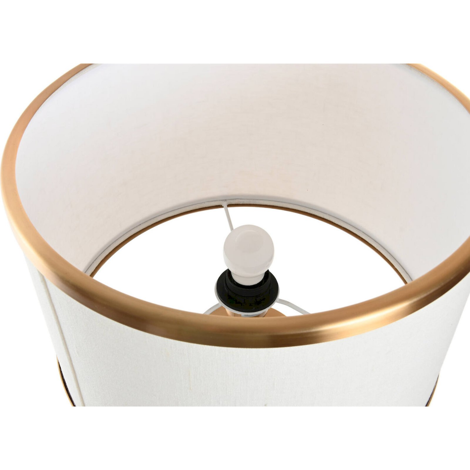 Lampe de table ronde en laiton et lin Item Home India Lamps 1c25