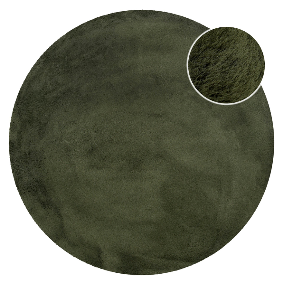Tapis salon rond doux sensation peau de lapin ,  Anna