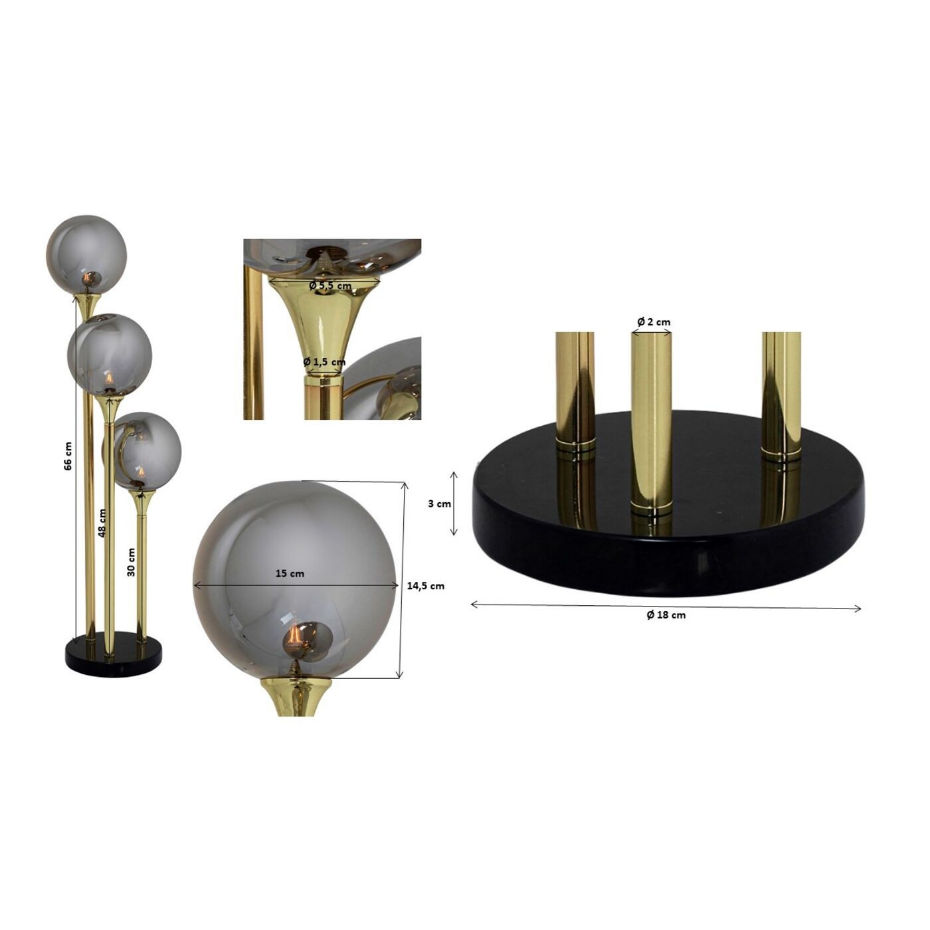 Lampadaire en verre et acier 83cm, AL CAPONE