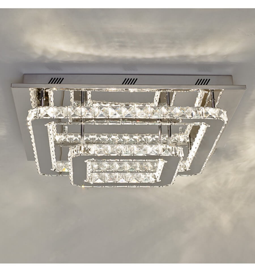 Plafonnier LED carré cristal - WADE