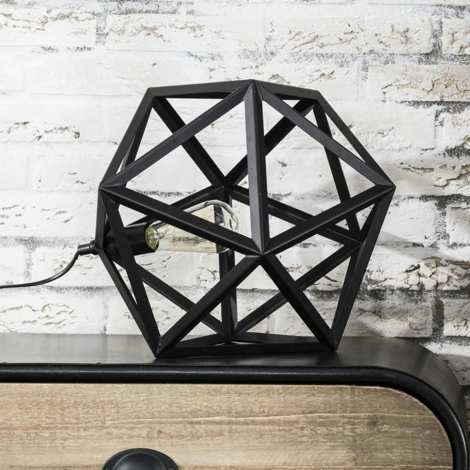 Lampe à poser moderne hexagonale métal noir TRIBECA