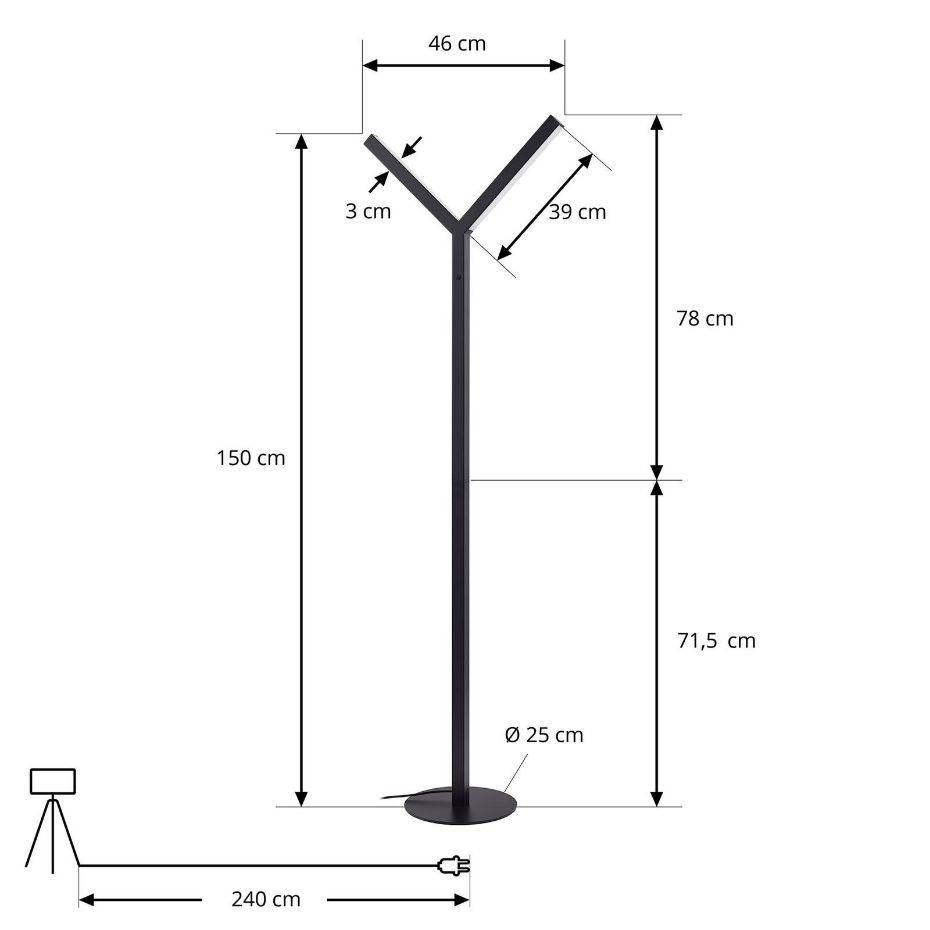 Lampadaire en métal moderneLED, Ilian