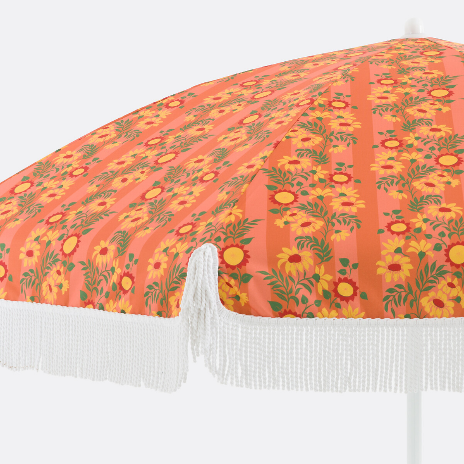 Parasol à franges, tissu avec motif fleurs, VALERIA